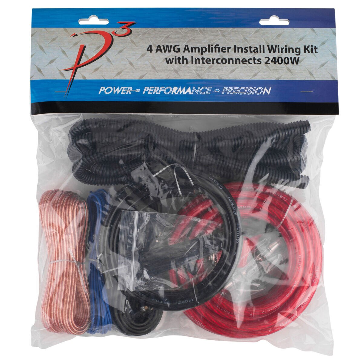 4 AWG Amplifier Install Wiring Kit with Interconnects 2400W